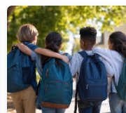 Children walking together with their school backpacks.
